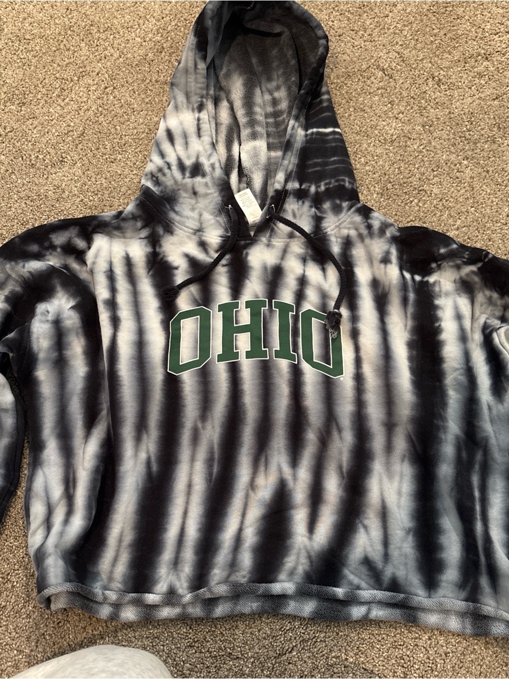 Ohio Tie-Dye Hooded Sweatshirt - Black & White